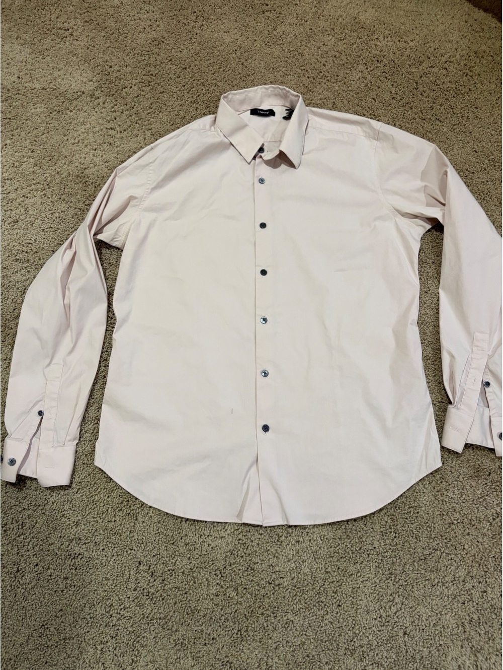 Men's Theory "Sylvain" style dress shirt light pink color button down L LARGE